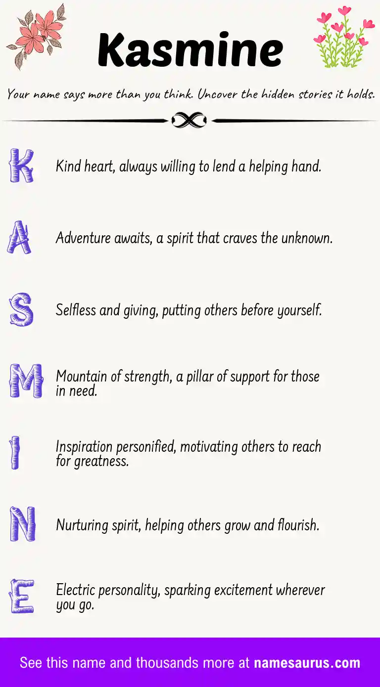 Acrostic poem about Kasmine.