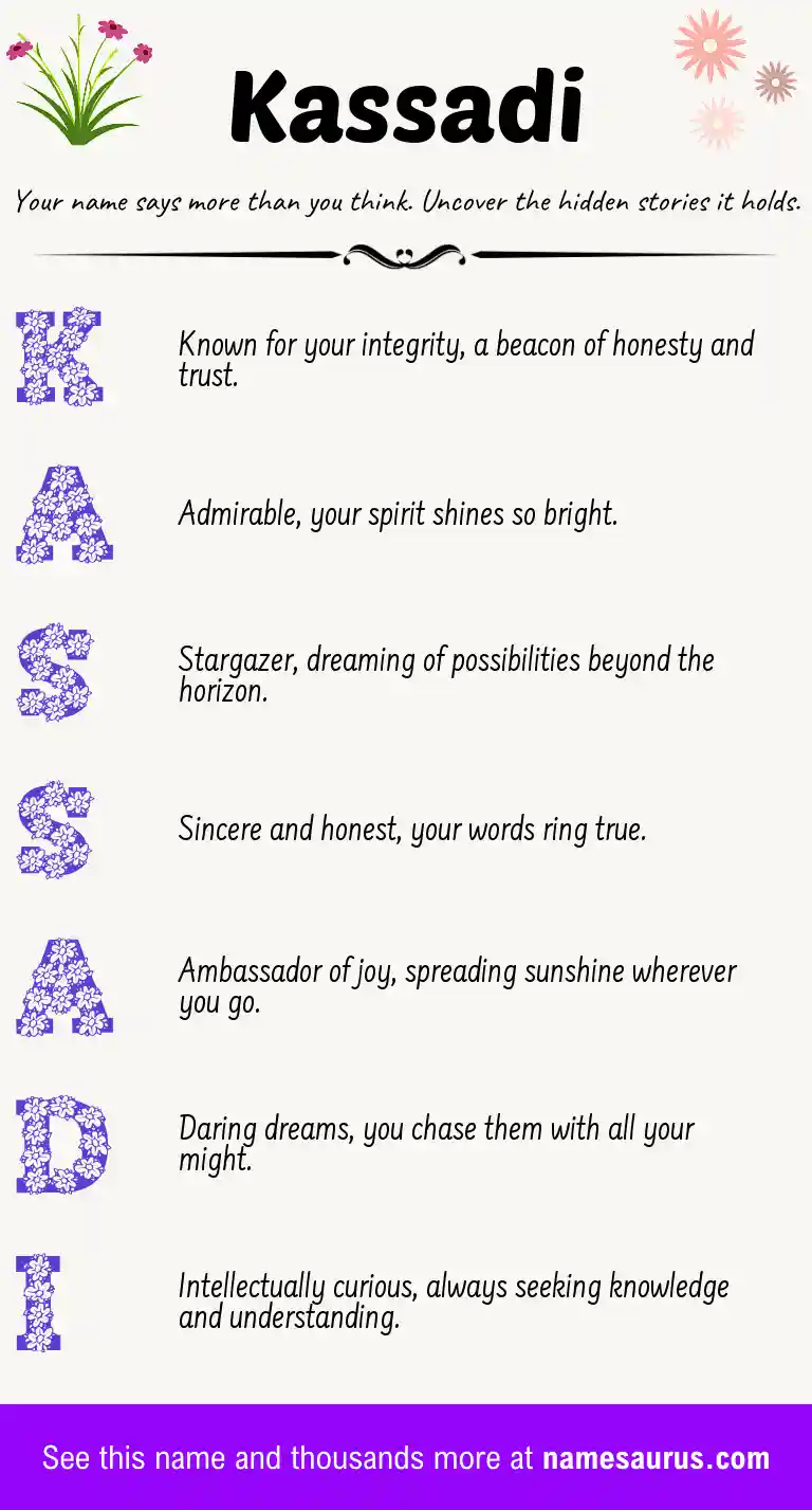Acrostic poem about Kassadi.