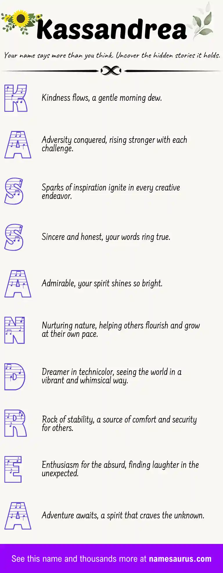 Acrostic poem about Kassandrea.