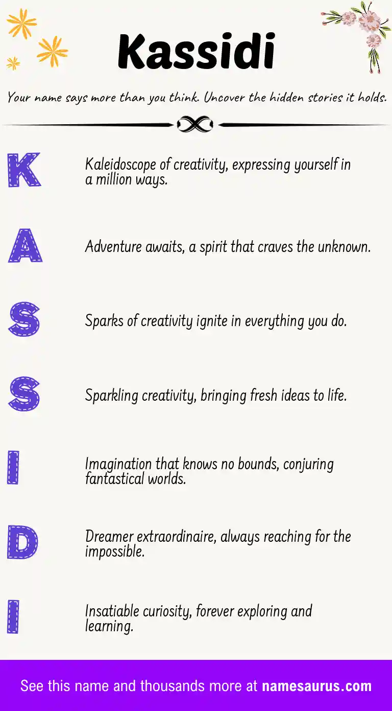 Acrostic poem about Kassidi.
