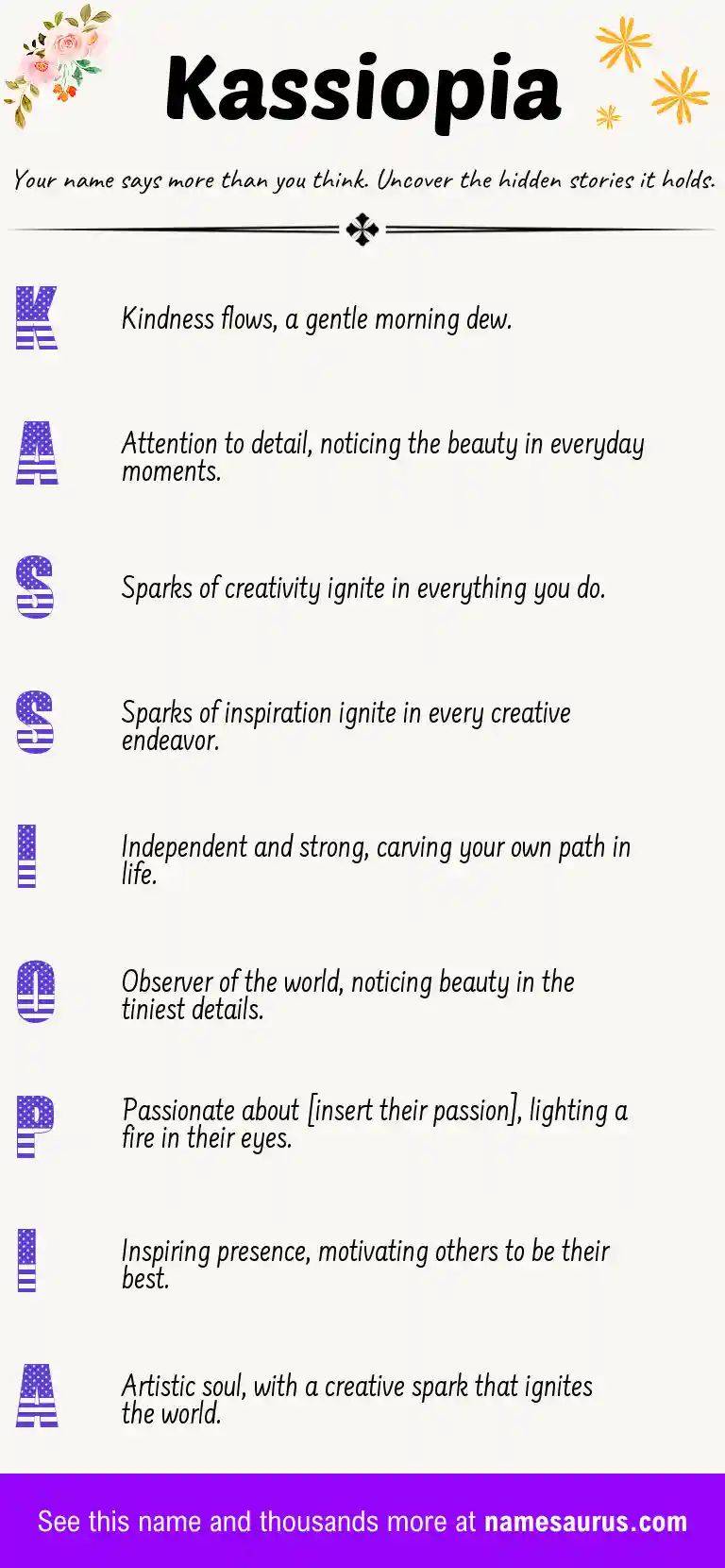 Acrostic poem about Kassiopia.