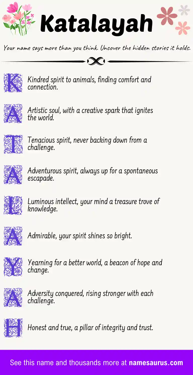 Acrostic poem about Katalayah.