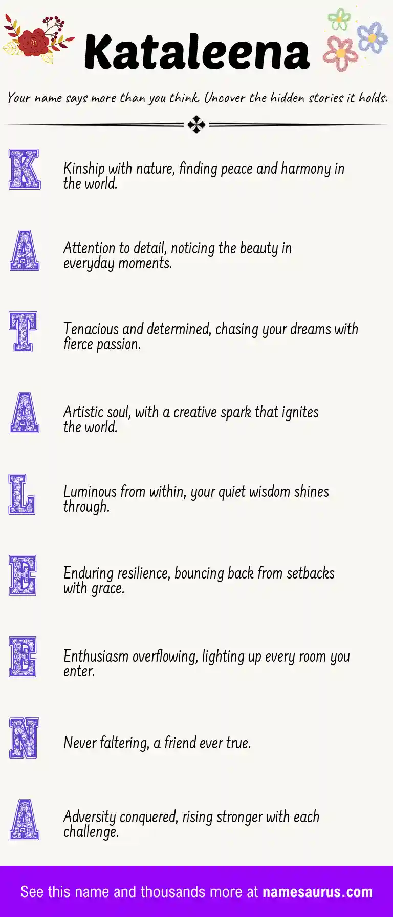 Acrostic poem about Kataleena.