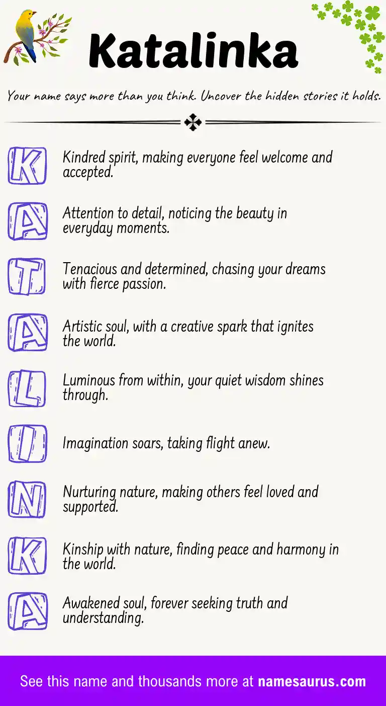 Acrostic poem about Katalinka.