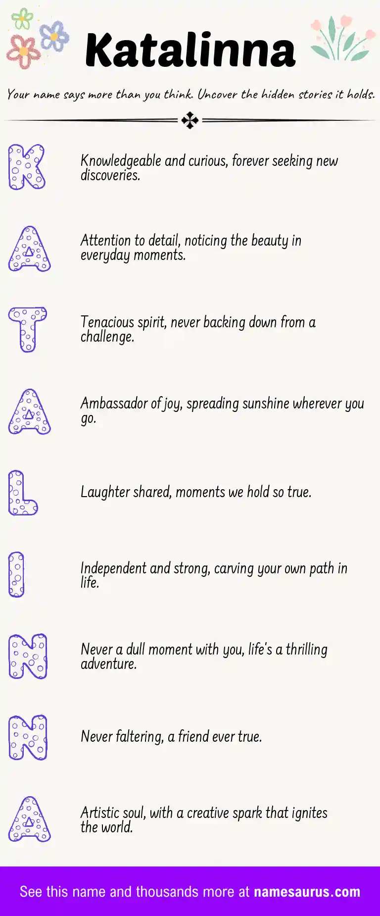 Acrostic poem about Katalinna.