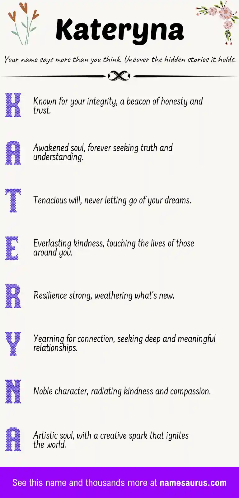 Acrostic poem about Kateryna.