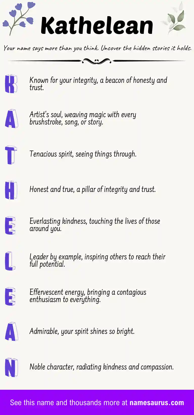 Acrostic poem about Kathelean.