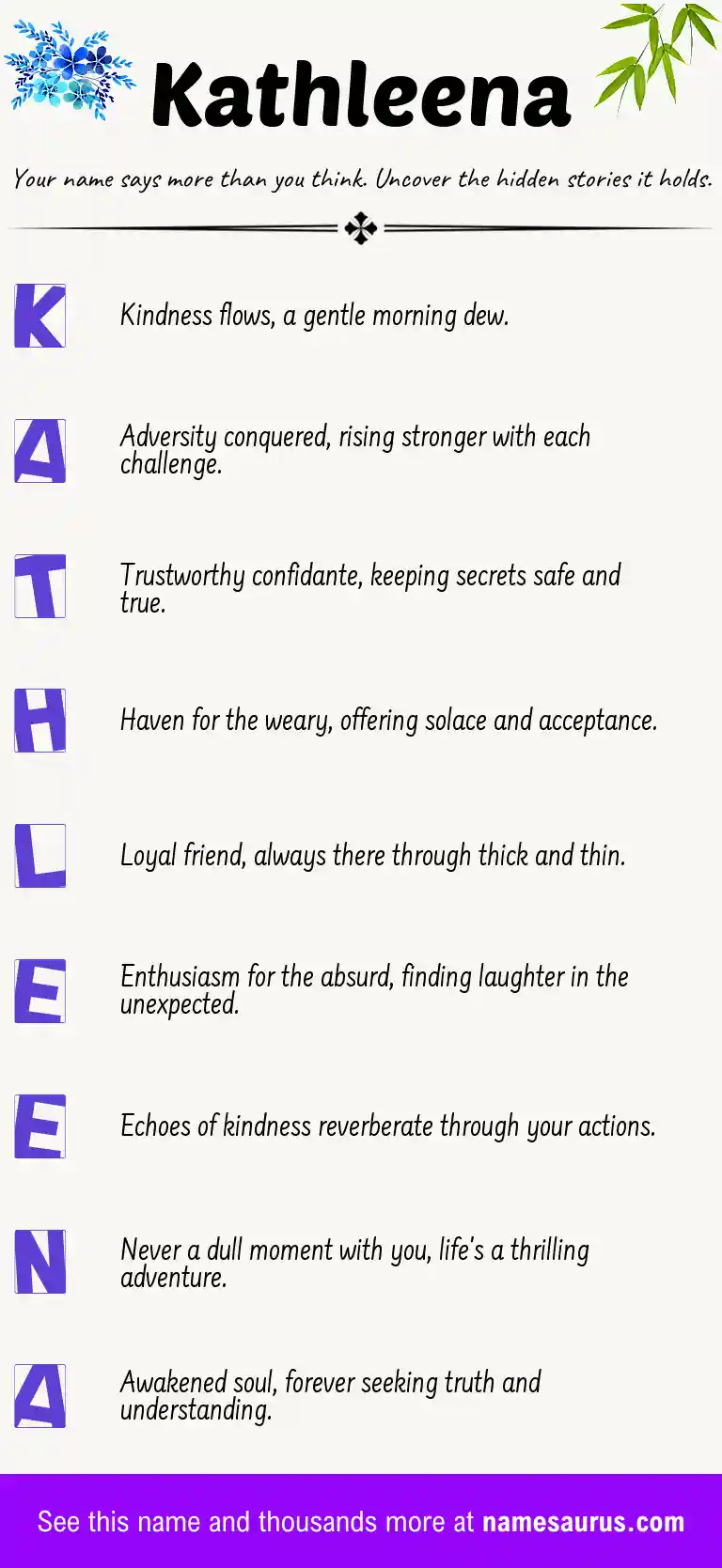 Acrostic poem about Kathleena.