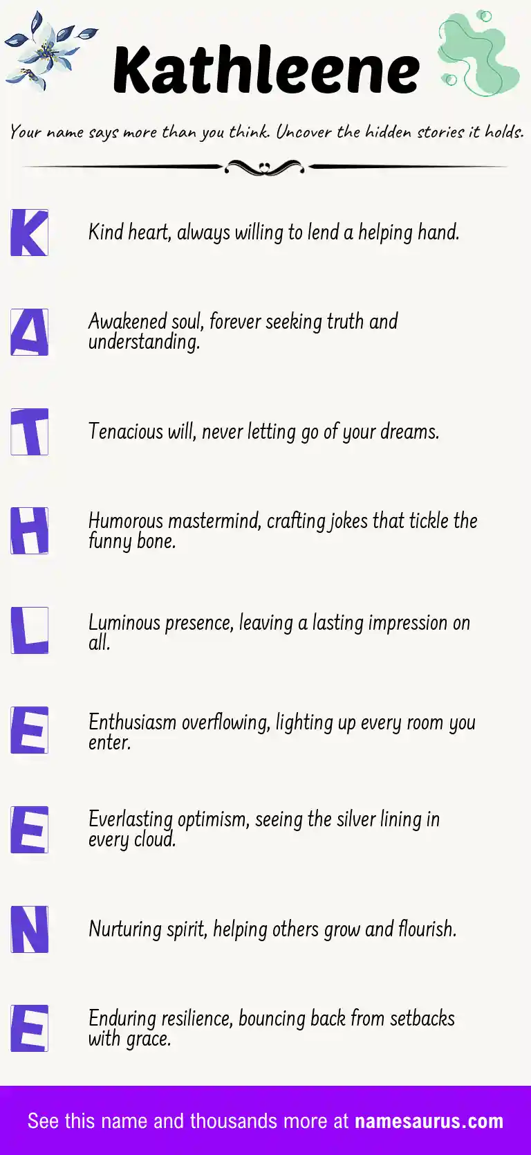 Acrostic poem about Kathleene.