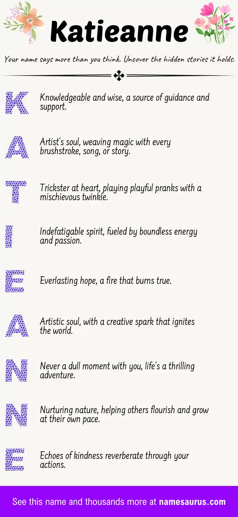 Acrostic poem about Katieanne.
