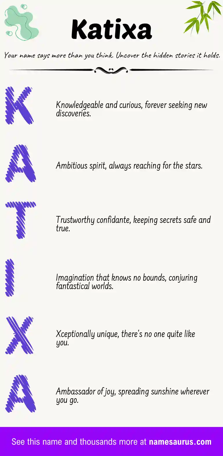 Acrostic poem about Katixa.