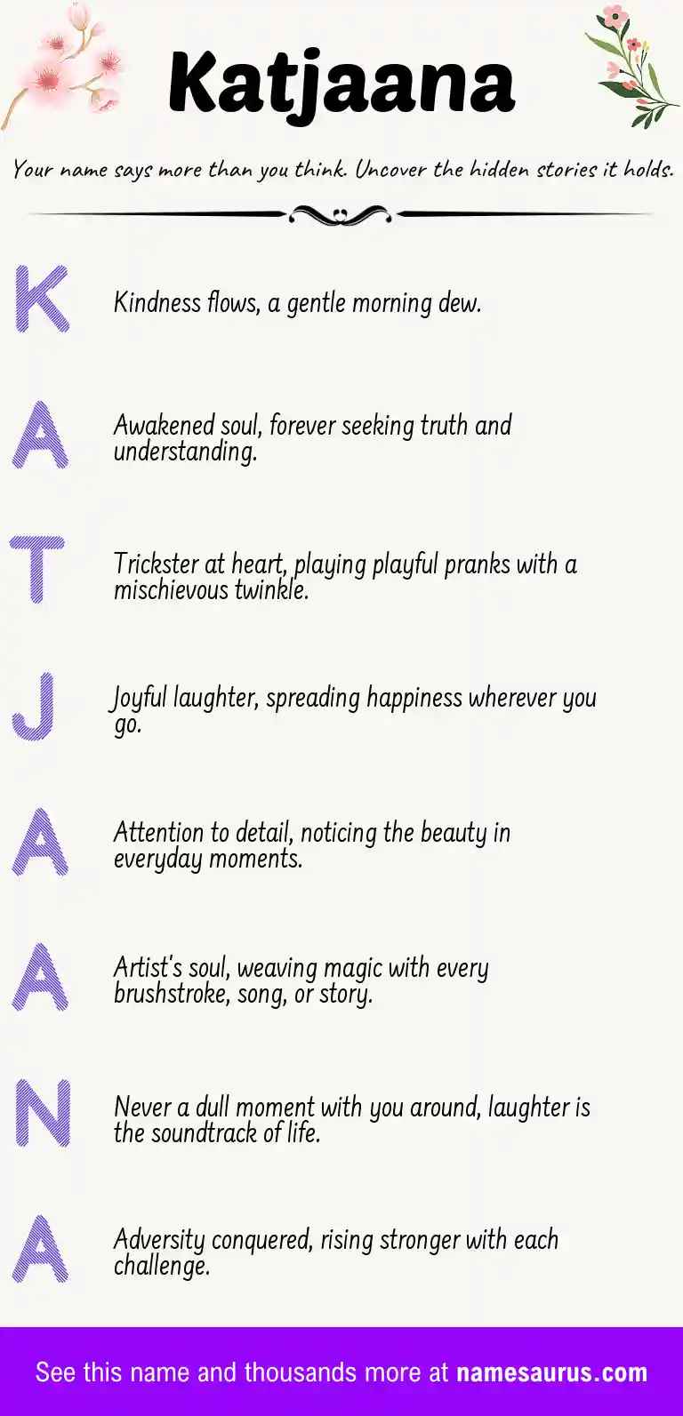 Acrostic poem about Katjaana.