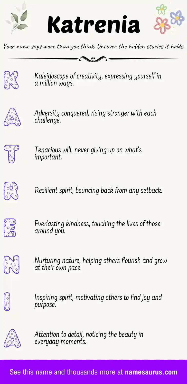 Acrostic poem about Katrenia.