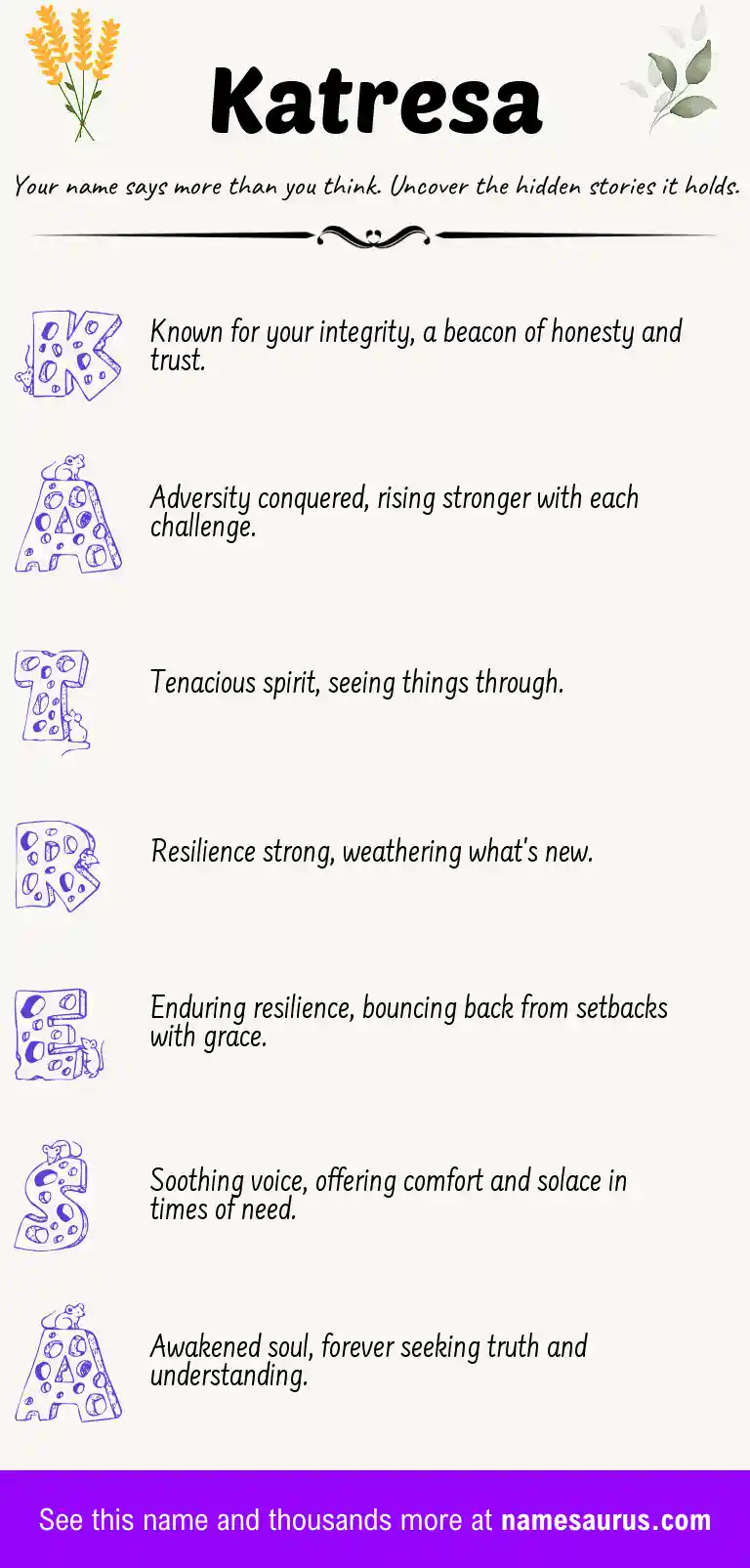 Acrostic poem about Katresa.