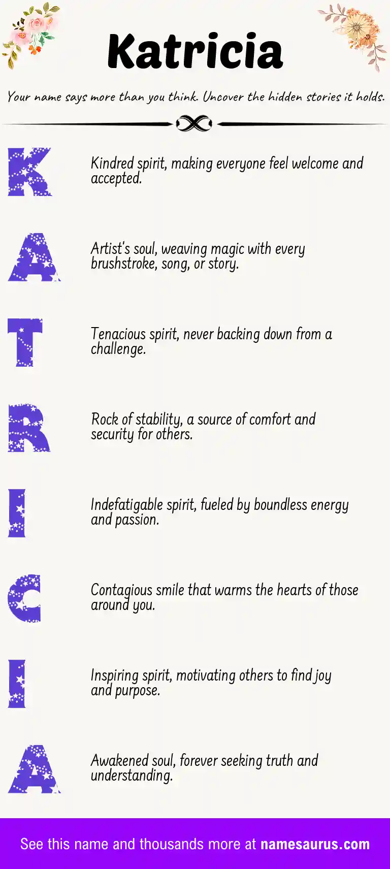 Acrostic poem about Katricia.