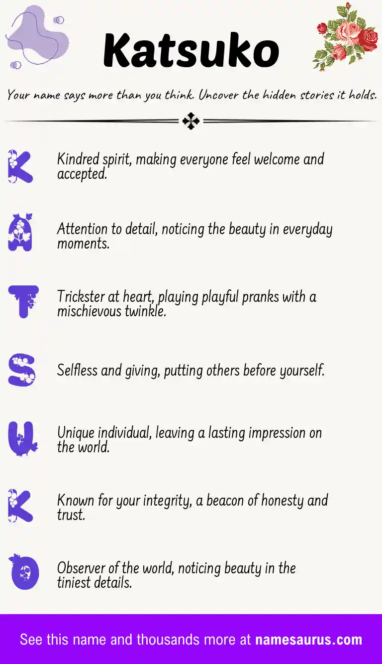 Acrostic poem about Katsuko.