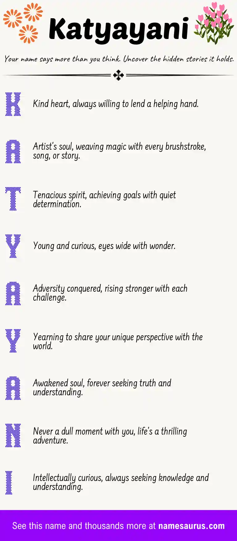 Acrostic poem about Katyayani.