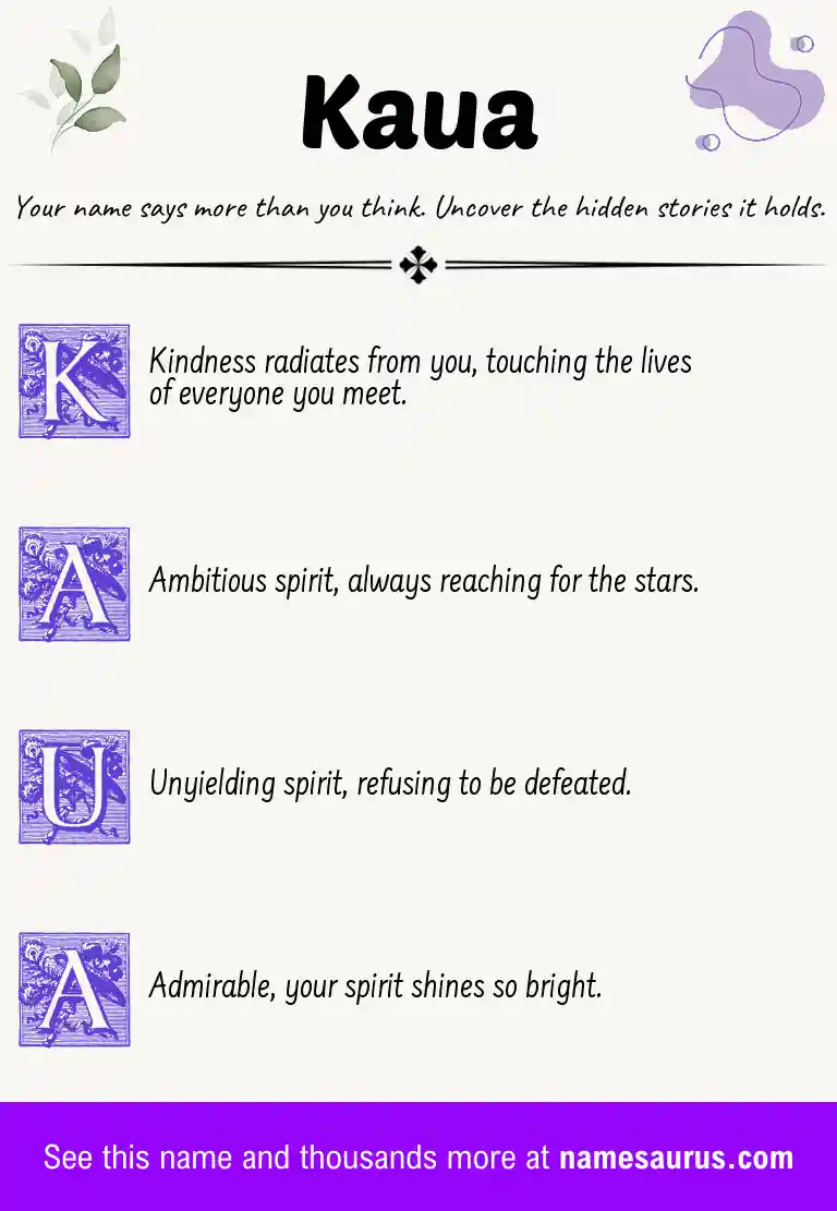 Acrostic poem about Kaua.