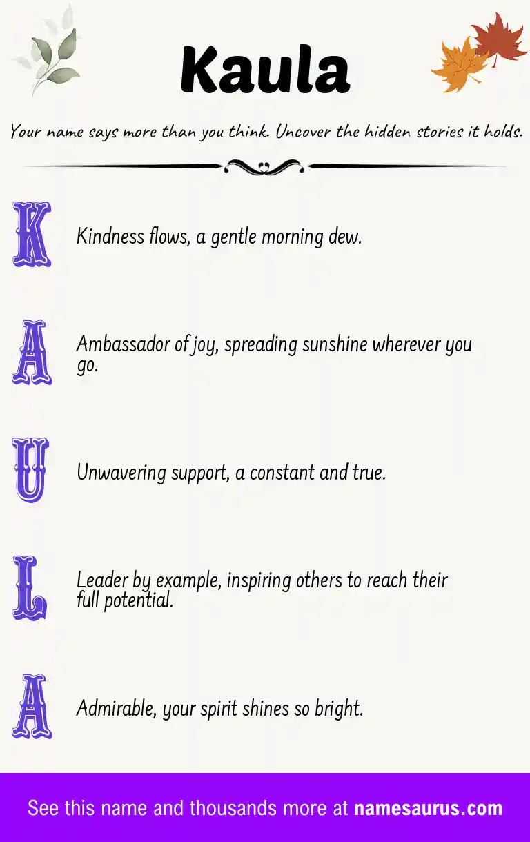 Acrostic poem about Kaula.