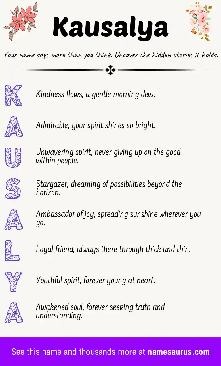Acrostic poem about Kausalya.