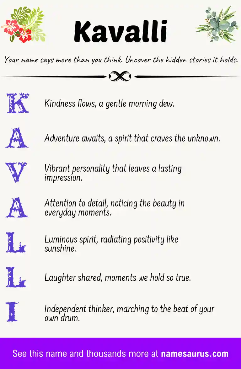 Acrostic poem about Kavalli.
