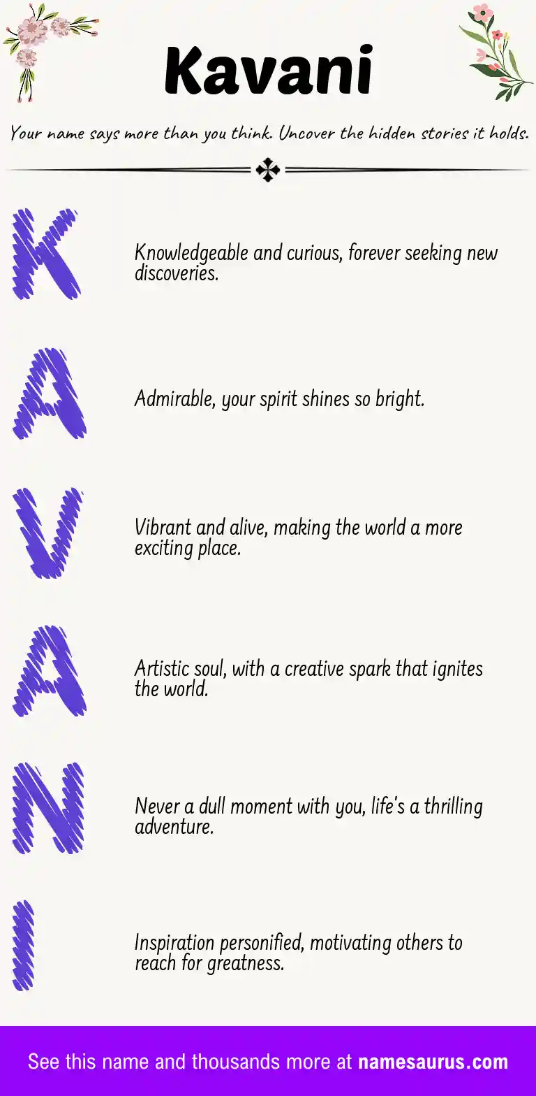 Acrostic poem about Kavani.
