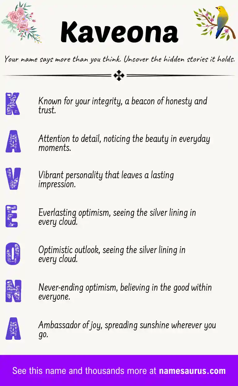 Acrostic poem about Kaveona.