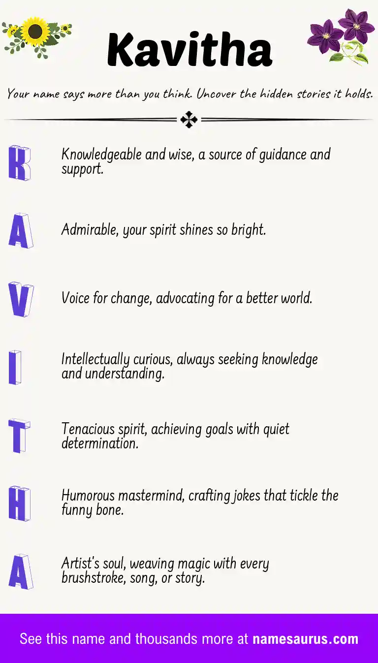 Acrostic poem about Kavitha.