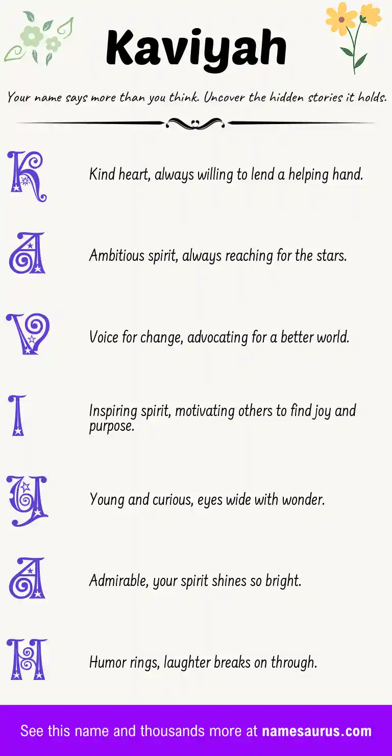 Acrostic poem about Kaviyah.