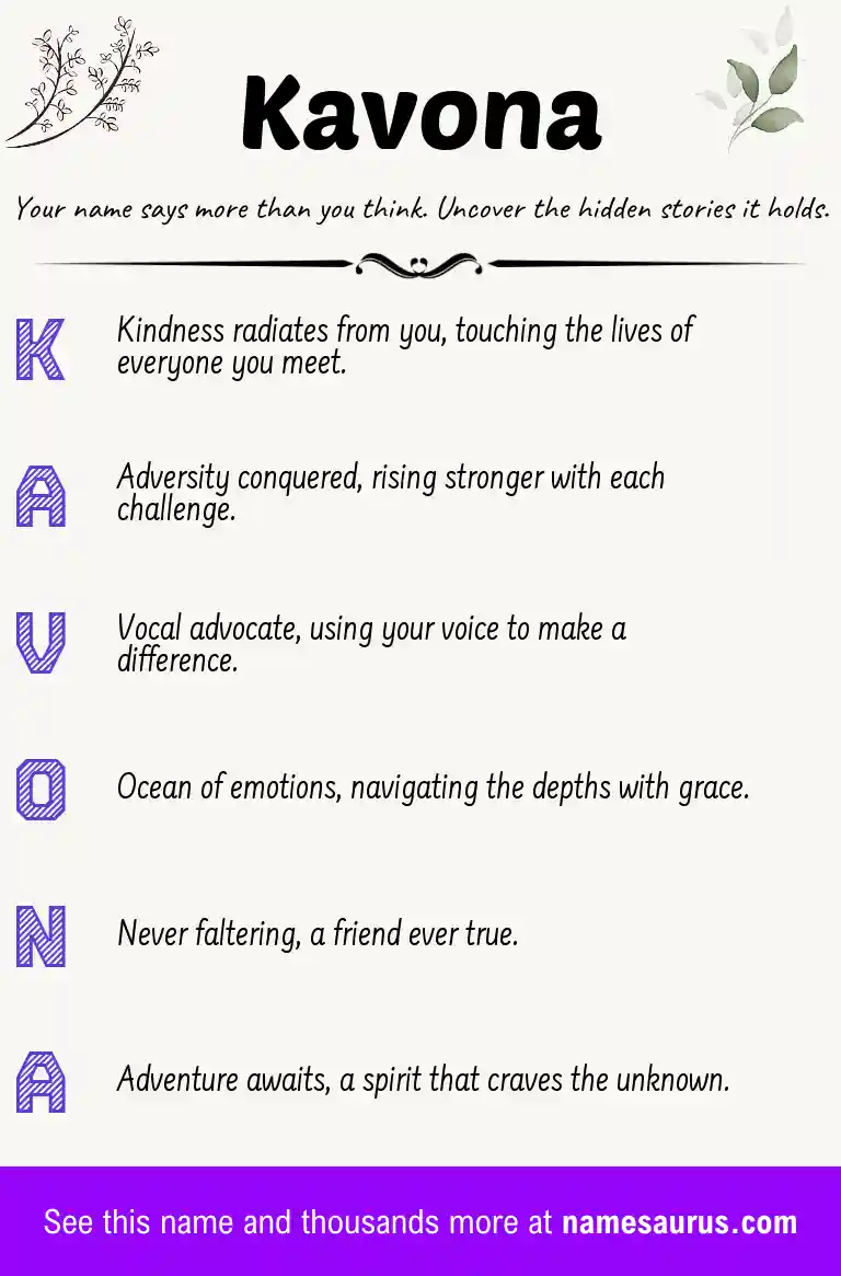 Acrostic poem about Kavona.
