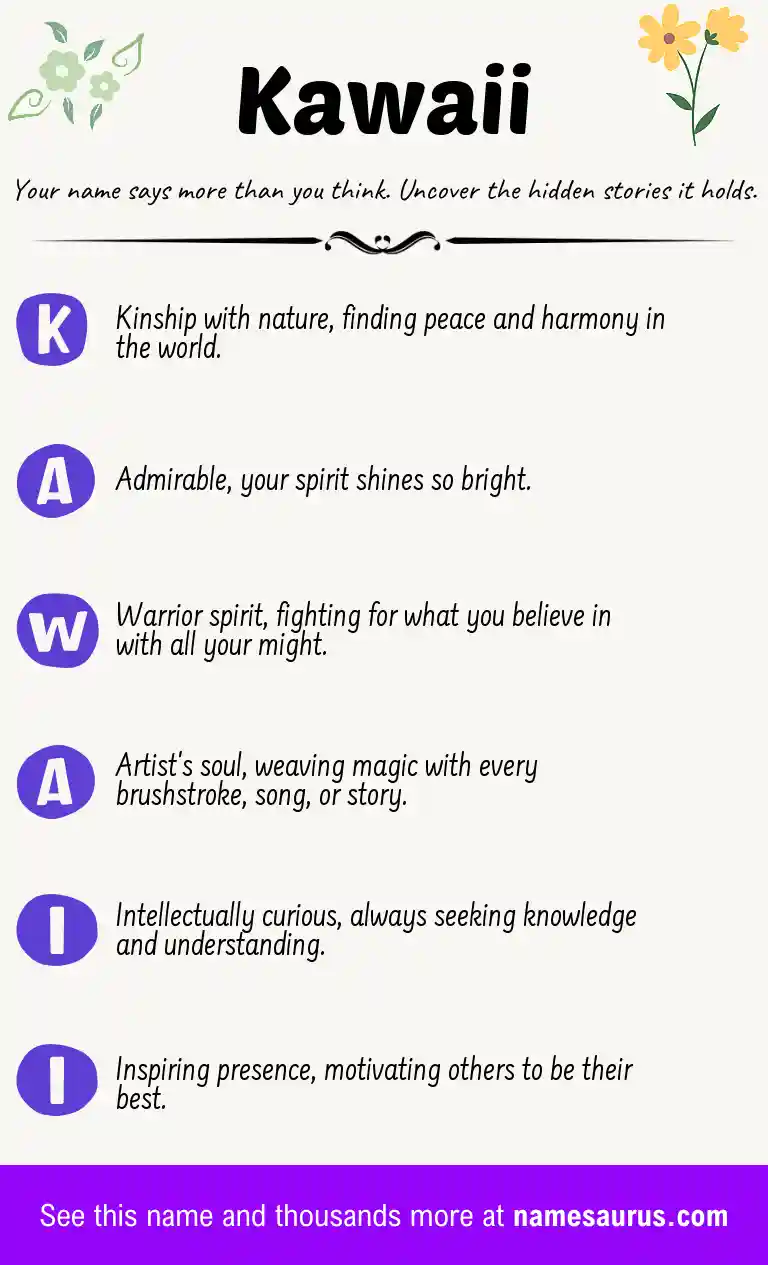Acrostic poem about Kawaii.