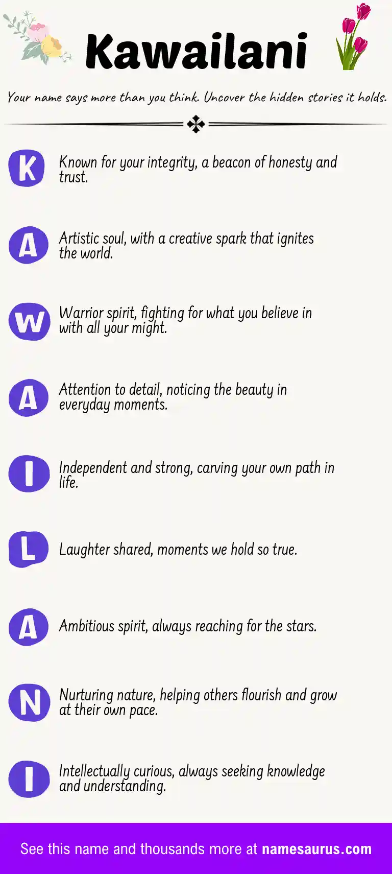 Acrostic poem about Kawailani.