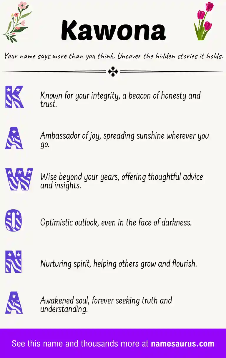 Acrostic poem about Kawona.