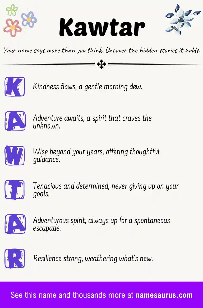 Acrostic poem about Kawtar.