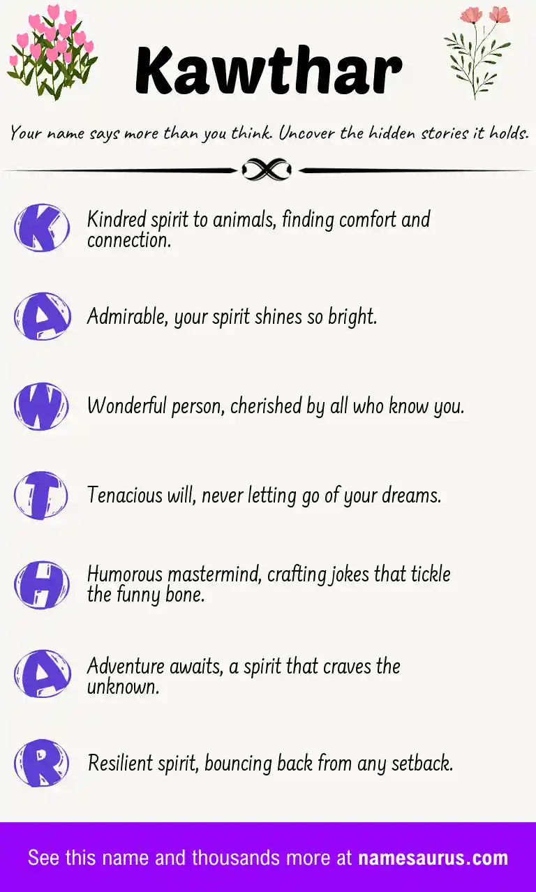Acrostic poem about Kawthar.