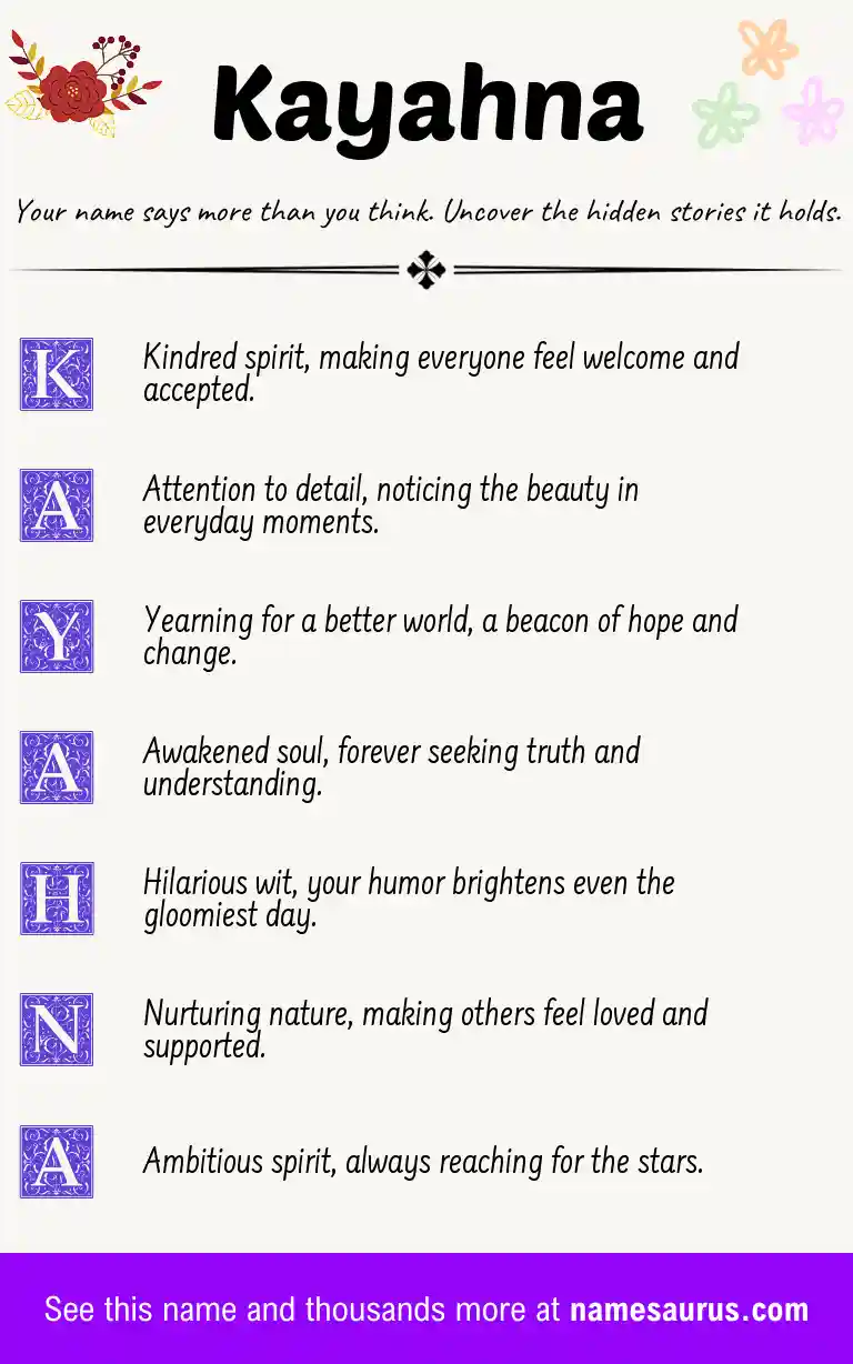 Acrostic poem about Kayahna.