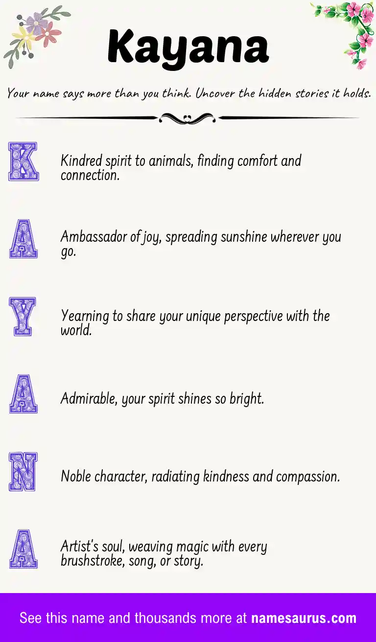 Acrostic poem about Kayana.
