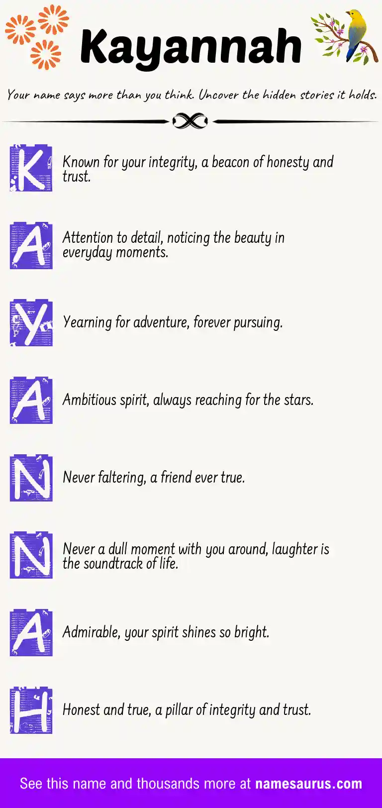 Acrostic poem about Kayannah.