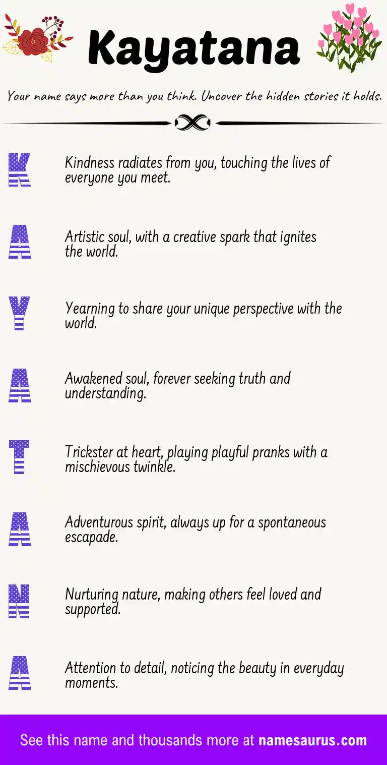 Acrostic poem about Kayatana.