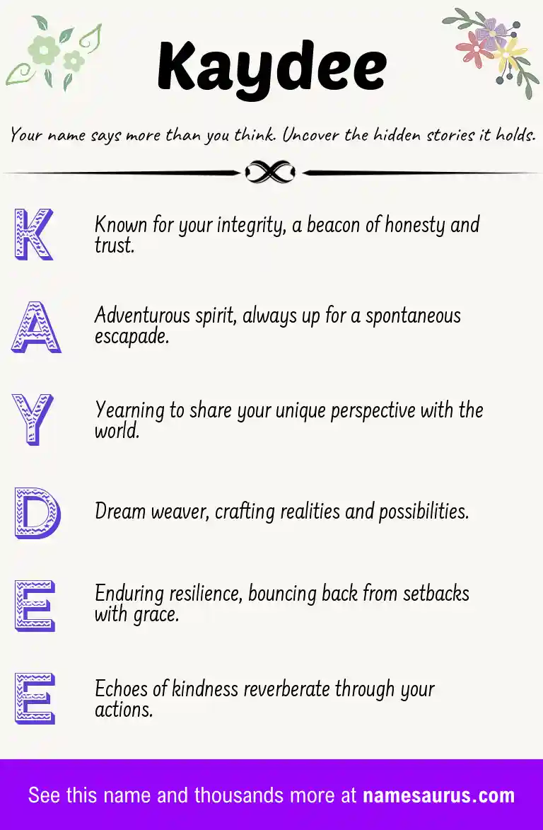 Acrostic poem about Kaydee.