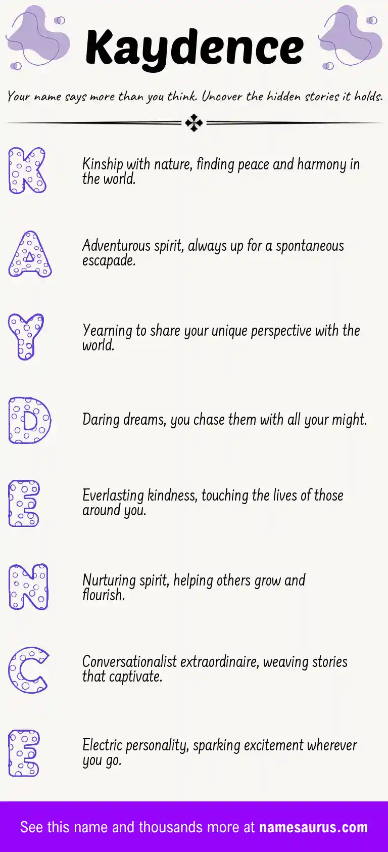 Acrostic poem about Kaydence.
