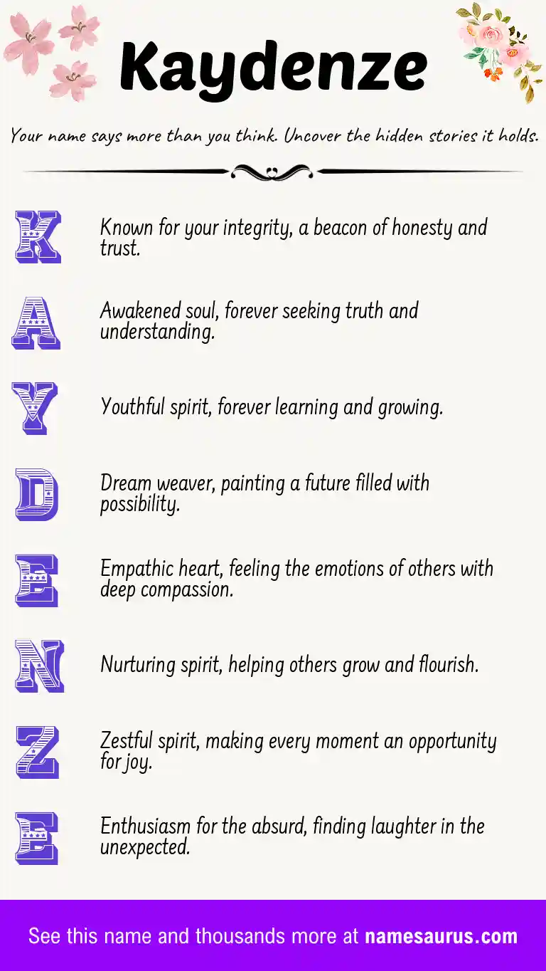 Acrostic poem about Kaydenze.