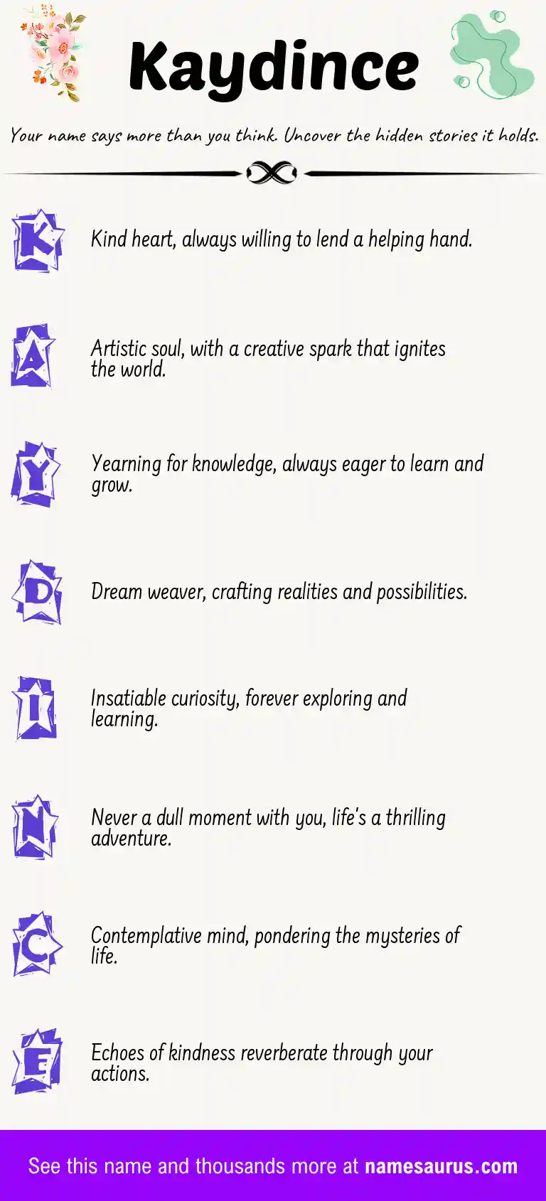 Acrostic poem about Kaydince.