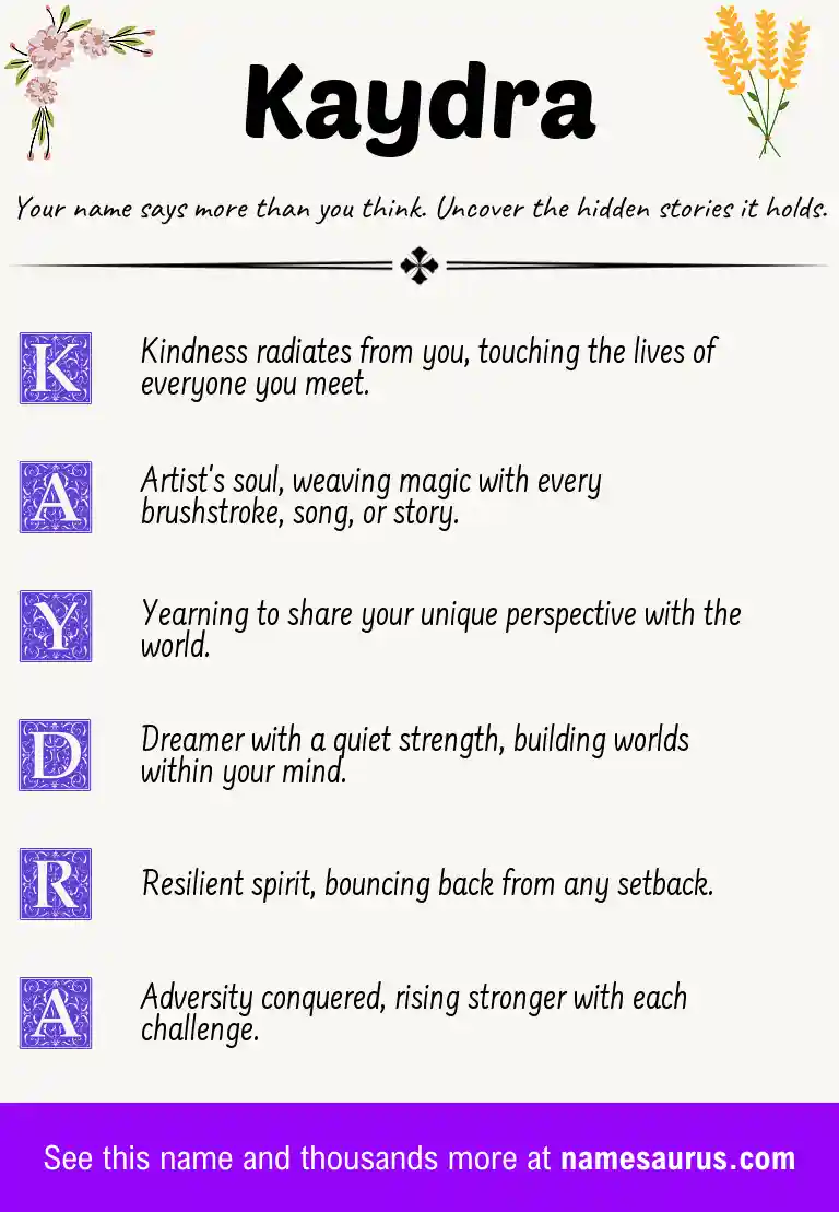 Acrostic poem about Kaydra.