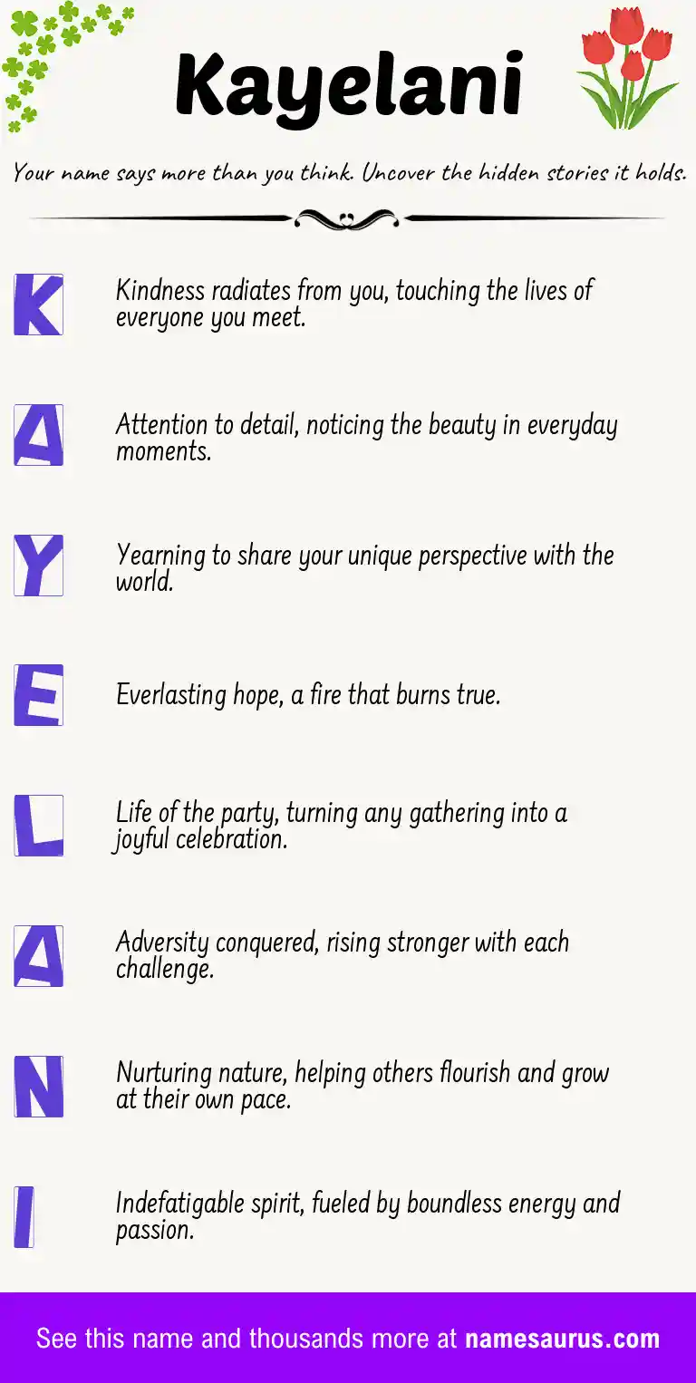 Acrostic poem about Kayelani.