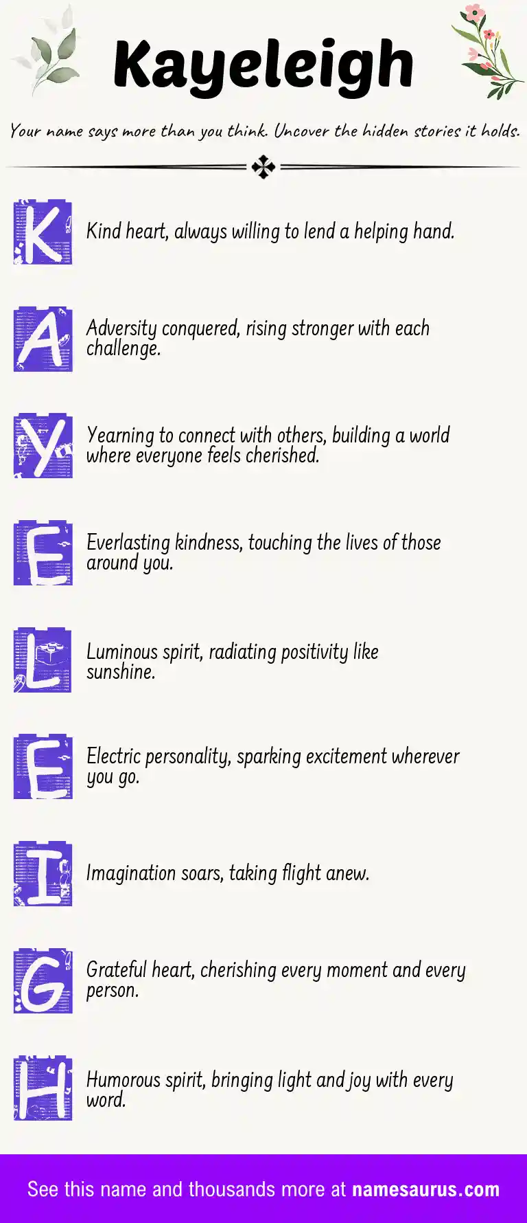Acrostic poem about Kayeleigh.