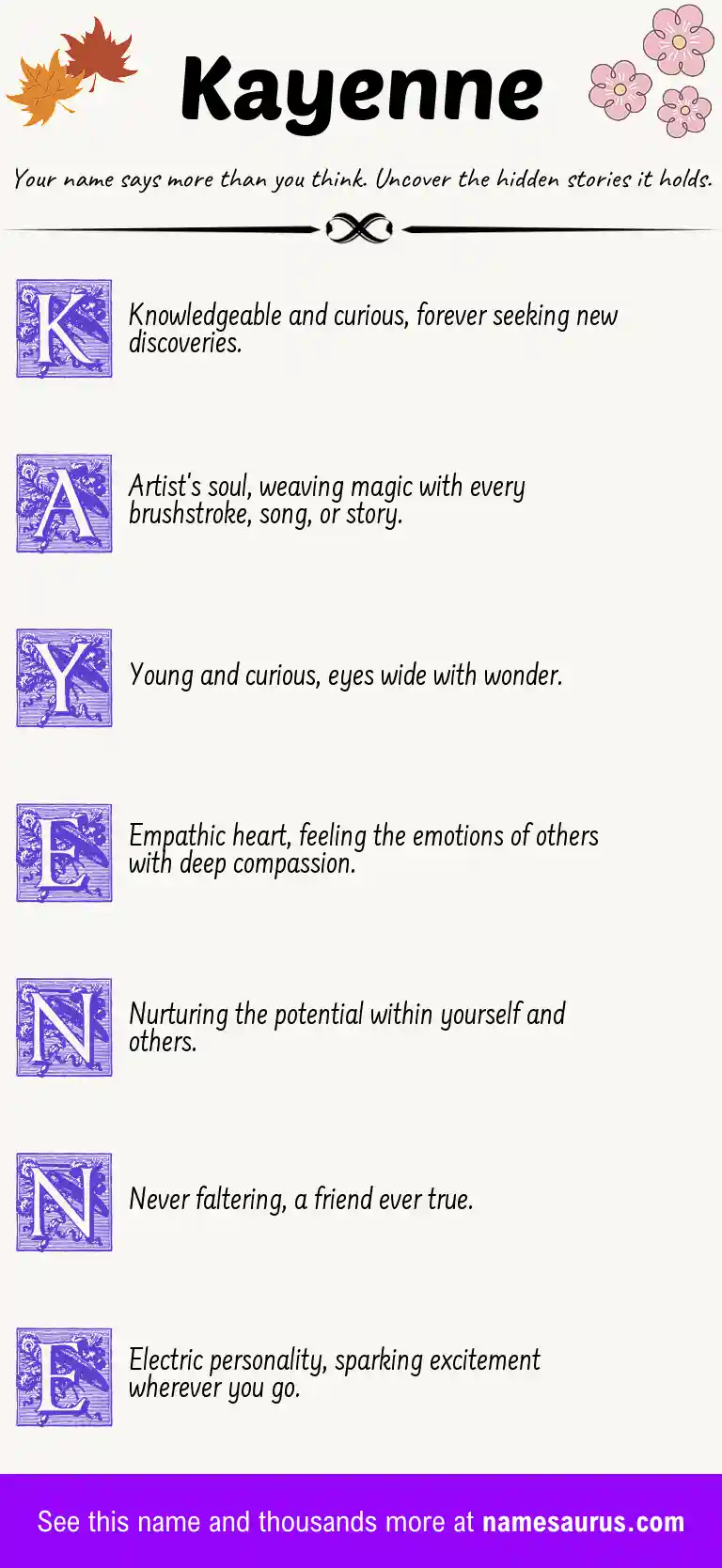 Acrostic poem about Kayenne.