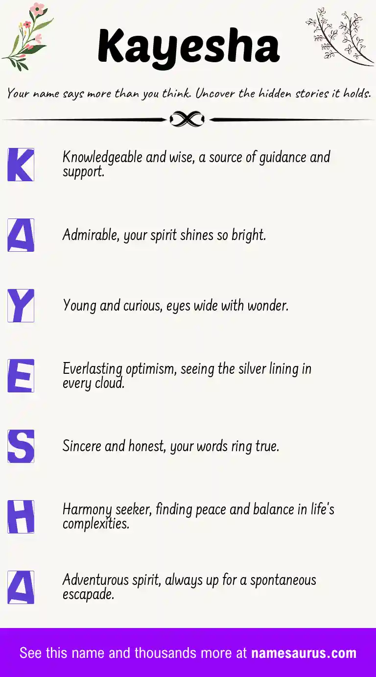 Acrostic poem about Kayesha.
