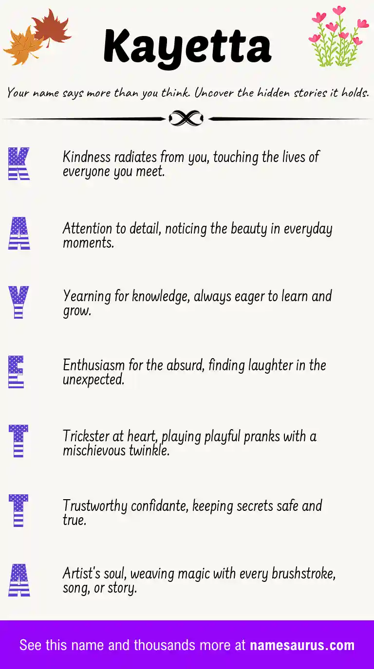 Acrostic poem about Kayetta.