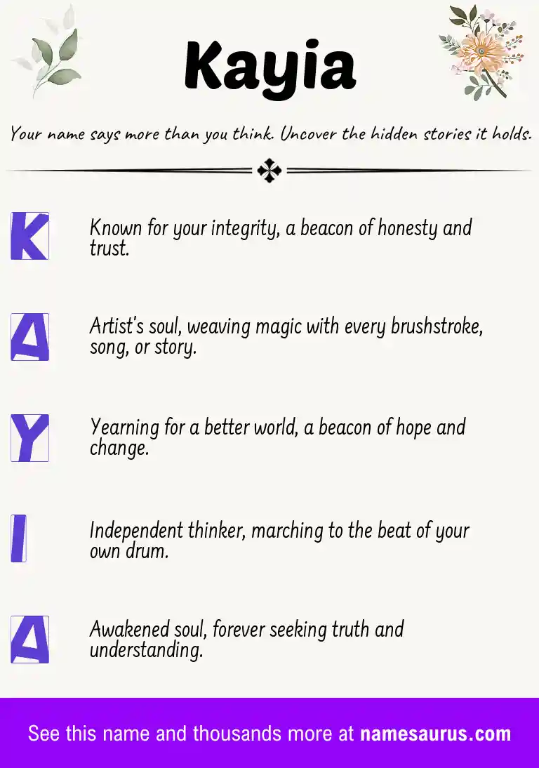 Acrostic poem about Kayia.